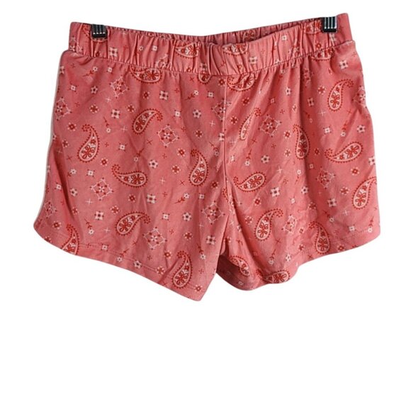 Art Class Pajama Lounge Set Pink Size 10 Large Button Top Pull On Shorts Paisley - Picture 9 of 11